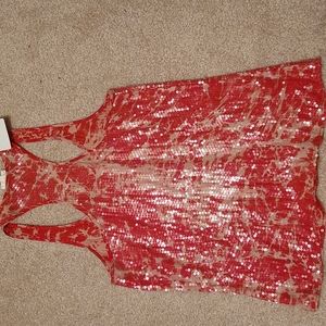 Parker Silk Tank Orange Cream Clear Sequin